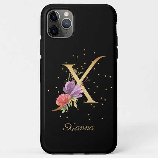 イニシャル入りフラワーモノグラム 名前+イニシャルX文字 Case-Mate iPhoneケース (裏面)