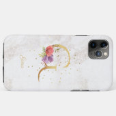 イニシャル入りフラワーモノグラム 名前 G 文字のカスタマイズ Case-Mate iPhoneケース (裏面(横))