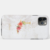 イニシャル入りフラワーモノグラム 名前 L 文字のカスタマイズ Case-Mate iPhoneケース (裏面(横))