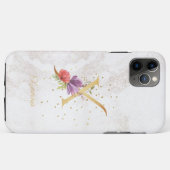 イニシャル入りフラワーモノグラム 名前 X文字のカスタマイズ Case-Mate iPhoneケース (裏面(横))