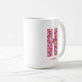 イニシャル入りフラワーレター H モノグラム コーヒーマグカップ (正面右)