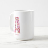 イニシャル入りフラワーレターAモノグラム コーヒーマグカップ (正面左)