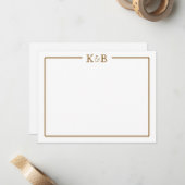 イニシャル入りペアモノグラム ブラウン文房具 ノートカード (正面/裏面インサイチュ)