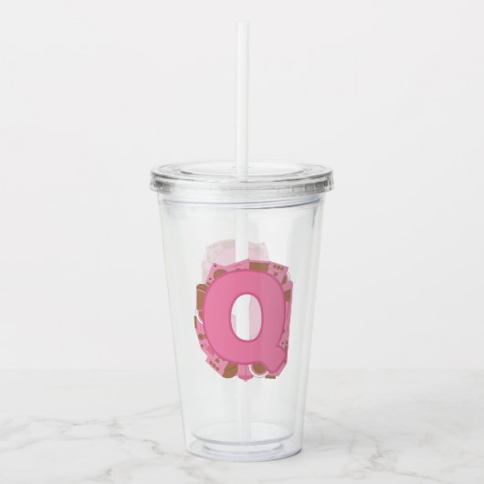 イニシャル入りレターQ コーヒーグッズ アクリルタンブラー (正面)