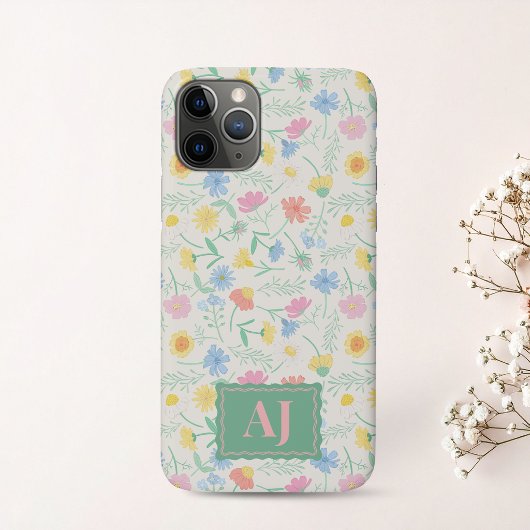 イニシャル入りワイルドフラワーiPhone/iPadケース Case-Mate iPhoneケース