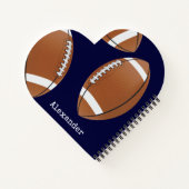 イニシャル入り名前 フットボール ネイビーブルー ノートブック (裏面)