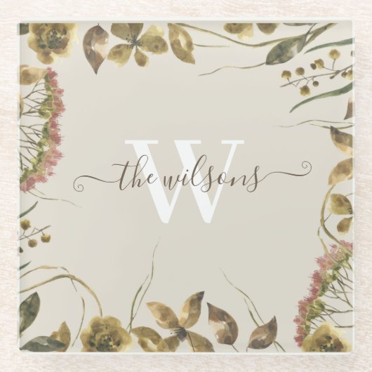 イニシャル入り水彩ガラスコースター ガラスコースター (正面)