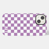 イニシャル入り白とカスタムカラーの市松模様 iPhoneケース (裏面横)