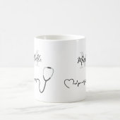 イニシャル入り聴診器の心拍リタイアメント記念品 モーフィングマグカップ (中央)