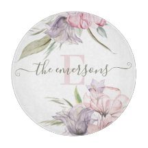 イニシャル入り花柄カッティングボード