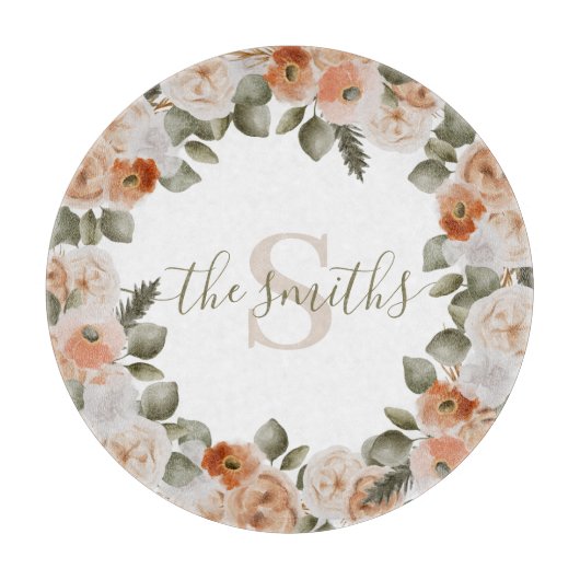 イニシャル入り花柄カッティングボード カッティングボード (正面)