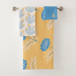 イニシャル入り花柄タオルセット バスタオルセット