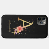 イニシャル入り花柄モノグラム 名前 はじめの文字 A Case-Mate iPhoneケース (裏面(横))