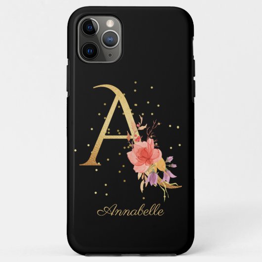 イニシャル入り花柄モノグラム 名前 はじめの文字 A Case-Mate iPhoneケース (裏面)