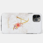 イニシャル入り花柄モノグラム 名前 A はじめの文字 名入れ Case-Mate iPhoneケース (裏面(横))