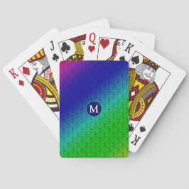 イニシャル入り花柄青緑色斜め模様 トランプ