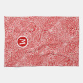 イニシャル入り赤版印刷キッチンタオル キッチンタオル (横)