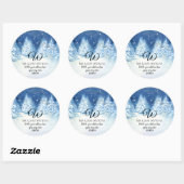 イニシャル入り返信先 雪の降る冬の森 ラウンドシール (シート)