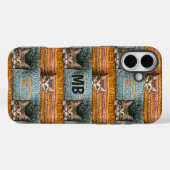 イニシャル入り かわいい猫のニット 女子向け オーダーメイド Case-Mate iPhoneケース (裏面 (横))