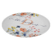 イニシャル入り ウォーターカラー フラワー カッティングボード (角)