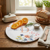 イニシャル入り ウォーターカラー フラワー カッティングボード