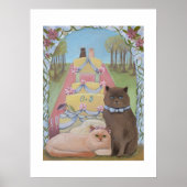 イニシャル入り オーダーメイド 猫の結婚 ウェディングアートプリント ポスター (正面)