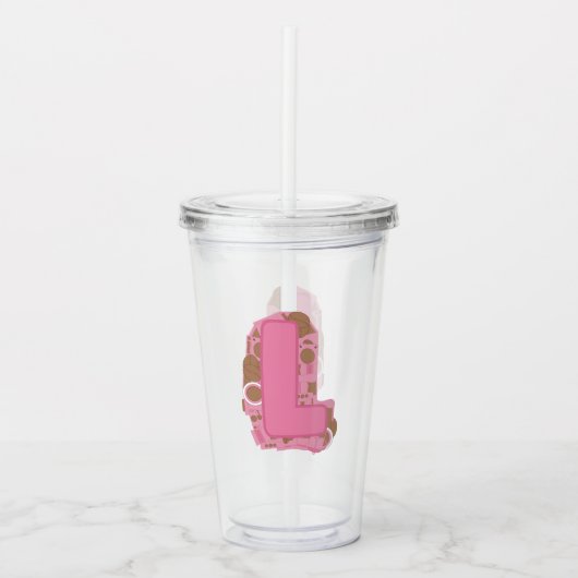 イニシャル入り コーヒー用L字デザインタンブラー アクリルタンブラー (正面)