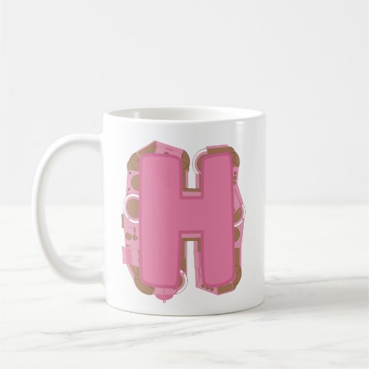 イニシャル入り コーヒー レター H コーヒーマグカップ (左)
