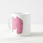イニシャル入り コーヒー レター M モノグラム コーヒーマグカップ (正面左)