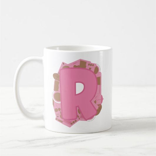 イニシャル入り コーヒー レター R コーヒーマグカップ (左)