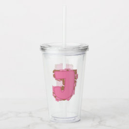 イニシャル入り コーヒー レターJ モノグラム アクリルタンブラー