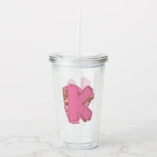 イニシャル入り コーヒー レターK モノグラム アクリルタンブラー (正面)