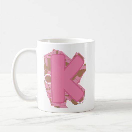 イニシャル入り コーヒー レターK モノグラム コーヒーマグカップ (左)