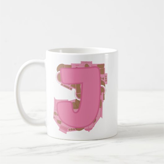 イニシャル入り コーヒー J文字モノグラム コーヒーマグカップ (左)