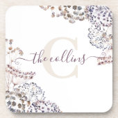 イニシャル入り ドライ フラワー ハード プラスチック コースター (正面)