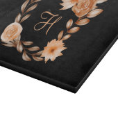 イニシャル入り ブラック ブラウン ピンク 花柄 カッティングボード (角)