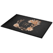 イニシャル入り ブラック ブラウン ピンク 花柄 カッティングボード (角)