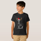 イニシャル入り モノグラム L のクリスマスデザイン Tシャツ (正面フル)
