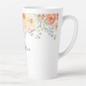 イニシャル入り 名前 水彩画の陽気な花 カフェラテマグ (右)