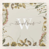 イニシャル入り 水彩 ガラス コースター (正面)