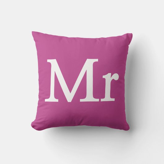 イニシャル入り Mr name レターモノグラム - Mr & Mrs クッション (正面)