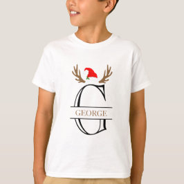 イニシャル入りGクリスマスハットツジル Tシャツ