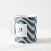 イニシャル卒業マグブルー コーヒーマグカップ (正面左)