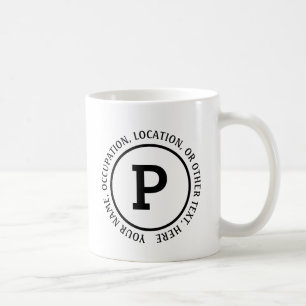 イニシャル名とその他の詳細テキストを追加 M N O P コーヒーマグカップ