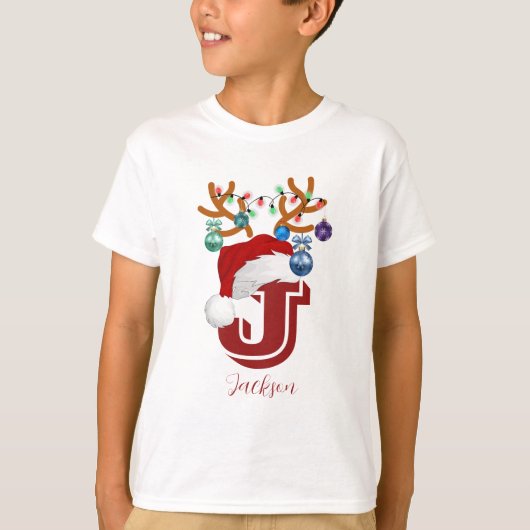 イニシャル名の一致するクリスマスファミリー Tシャツ (正面)