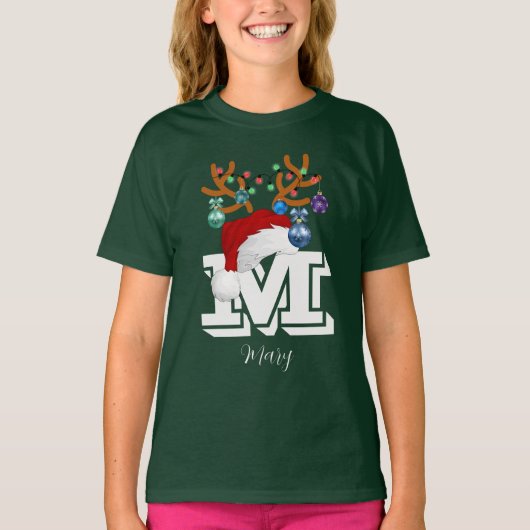 イニシャル名の一致するクリスマスファミリー Tシャツ (正面)