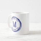 イニシャル名または文字手書きM N O Pの追加 コーヒーマグカップ (正面左)