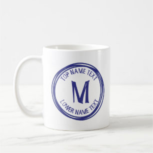 イニシャル名または文字手書きM N O Pの追加 コーヒーマグカップ