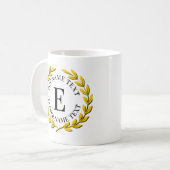イニシャル名または文字金ゴールドリースの追加E F G H コーヒーマグカップ (正面左)