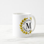 イニシャル名または文字金ゴールドリースの追加M N O P コーヒーマグカップ (正面右)